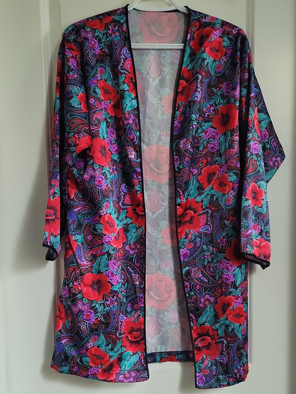 Vintage 1980s Floral Paisley Duster  Made in USA